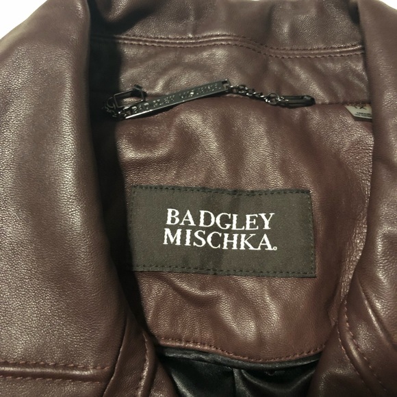 BADGLEY MISCHKA Gia Leather Biker Jacket Coat - Picture 6 of 7